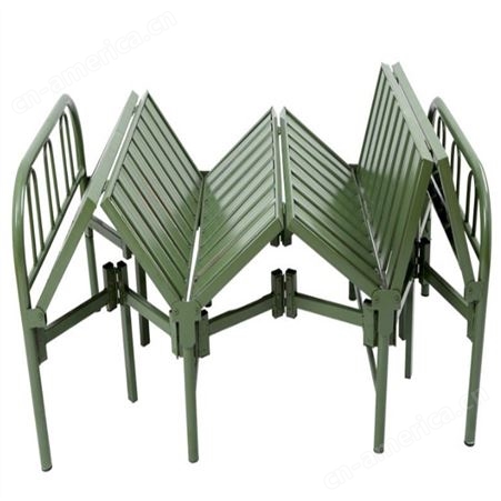 吹塑行军床 军绿色便携式折叠床 钢塑两折折叠床
