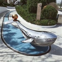 不锈钢镜面海豚雕塑地产庭院酒店水景池装饰喷泉摆件定制加工三邦