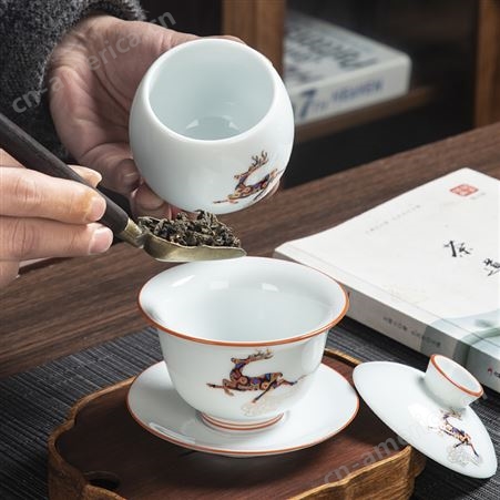 茶具套装 家用客厅高档办公室会客轻奢中式陶瓷功夫茶杯