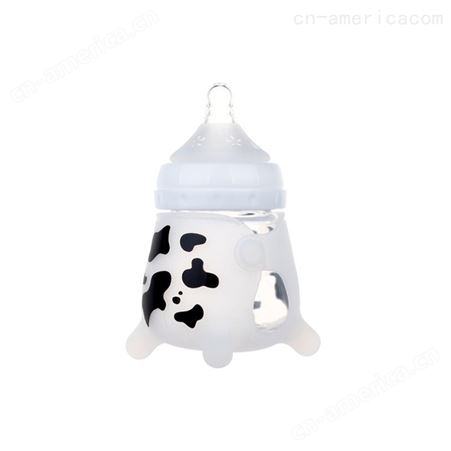 婴儿硅胶套玻璃婴儿奶瓶儿童母婴产品防胀气印花奶瓶奶嘴无柄奶瓶