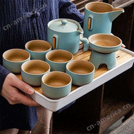 日式功夫茶具套装 禅意简约办公室陶瓷茶壶盖碗 礼品定制LOGO