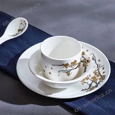 酒店用品餐具 会所中式餐厅创意陶瓷摆盘 耐热汤盘味碟茶杯汤勺